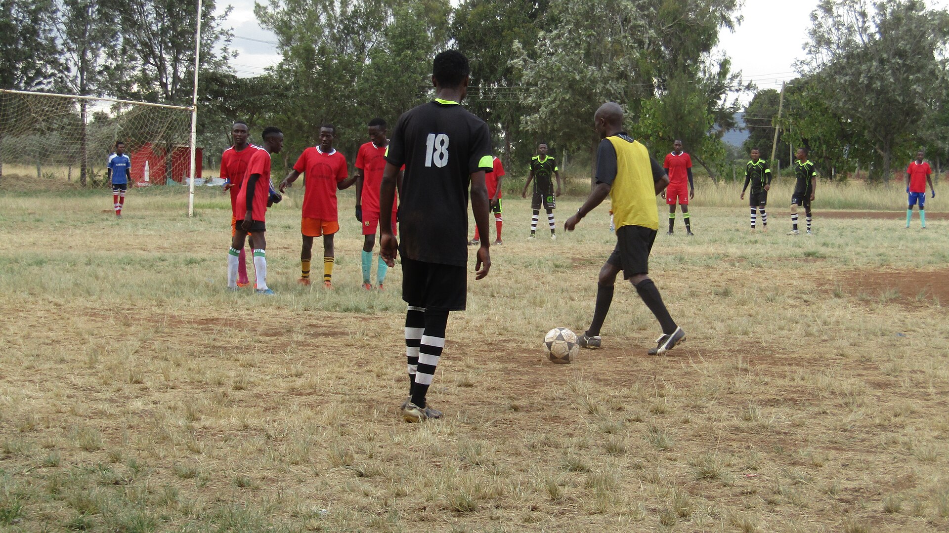Placeholder photo: a football training session on a grass pitch